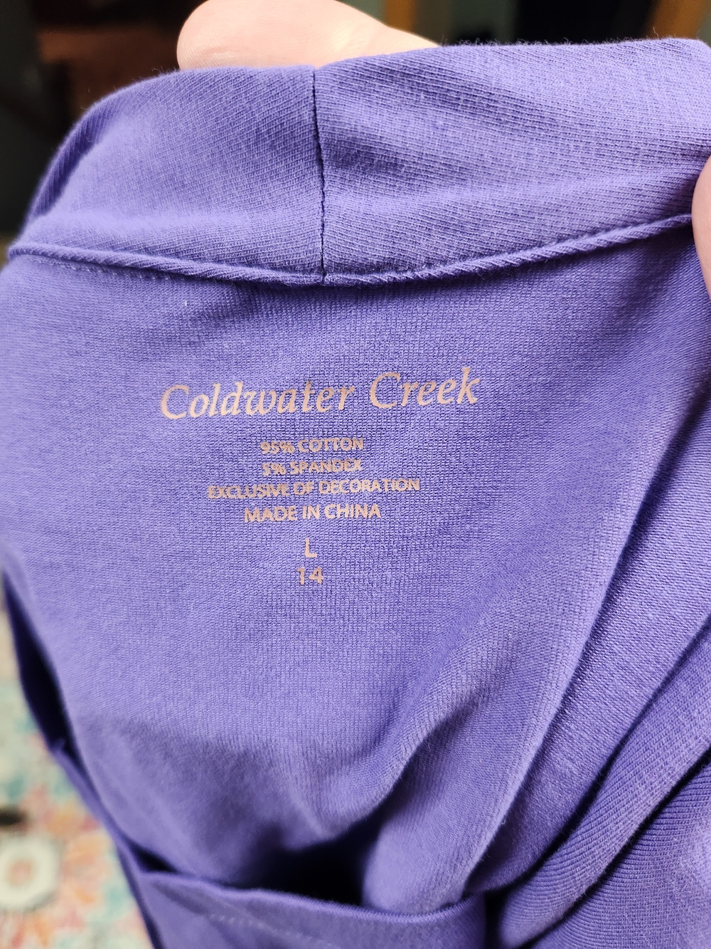 Coldwater Creek Anytime Squareneck Top Purple Large NWT - Picture 5 of 7